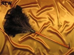 28" Leather Loop Black Ostrich Feather Duster - (ALTALL28B)